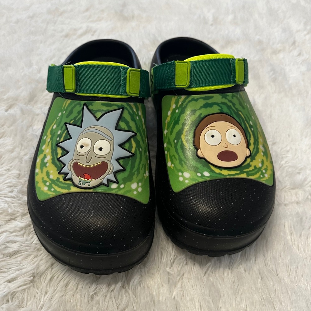 Ground Up Rick and Morty Men Black Green Portal Clogs Shoes MNRM25GU010‎ Size 11
